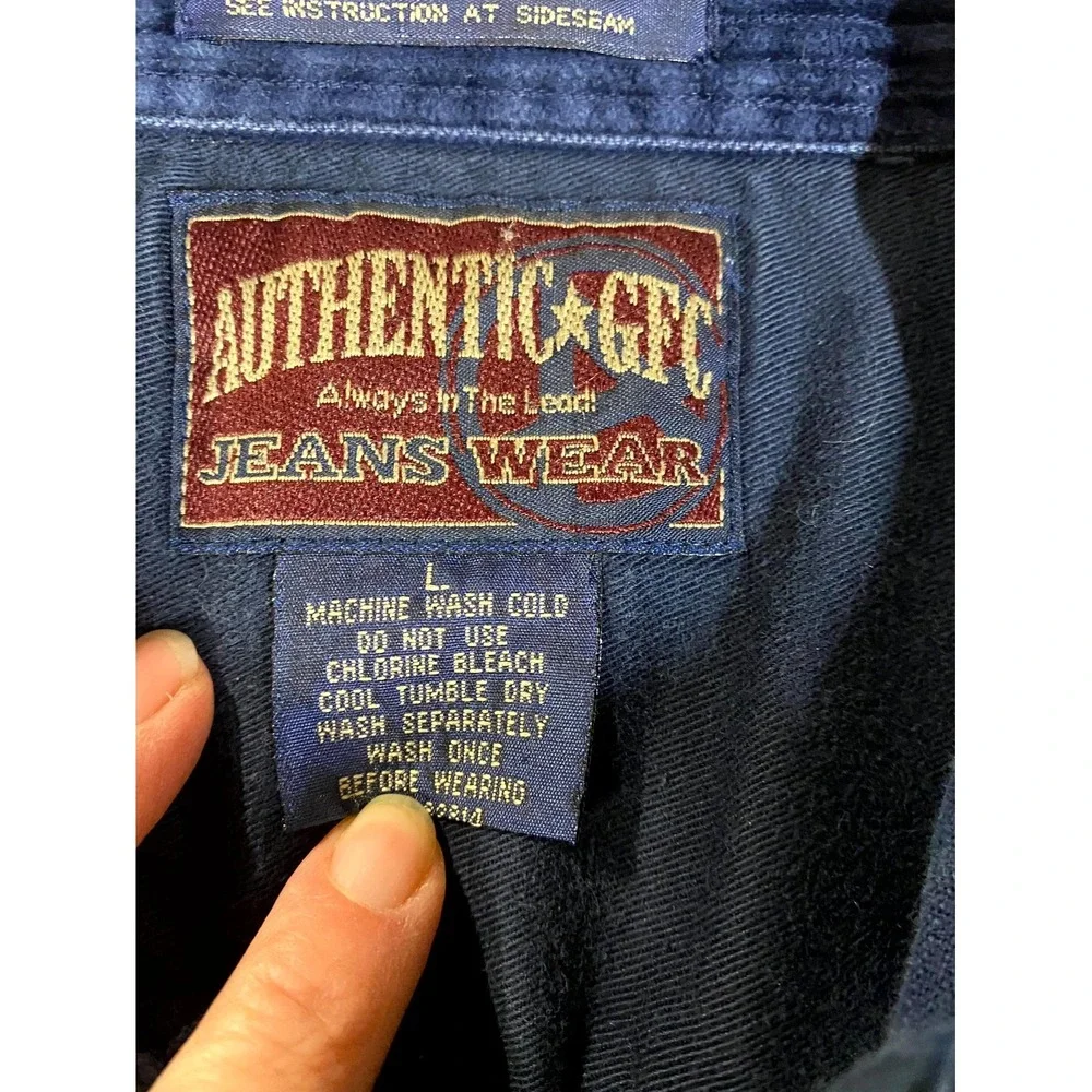 Authentic GFC Jeans Wear Shacket Mens Large Blue Corduroy Cotton Button Front